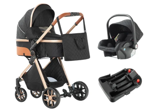 Baby Stroller 3-in-1 Travel System,Adjustable stroller and Accessories Combo Set, One Click Folding.