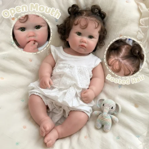 18Inch/45cm Open Mouth Charlotte Painted&Unpainted Soft Silicone Bebe Reborn Girl Doll Lifelike Newborn Girl Doll Perfect Gifts