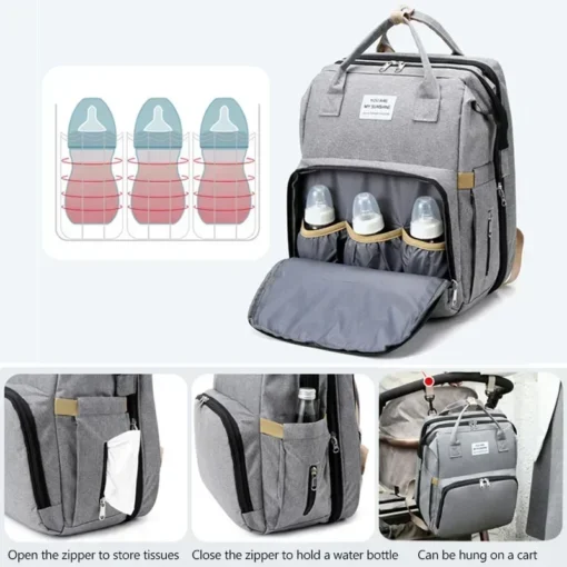 Mommy Diaper Bags Baby Bed Mother Large Capacity Nappy Milk Bottle Backpacks with Changing Mat Convenient Baby Nursing Bags