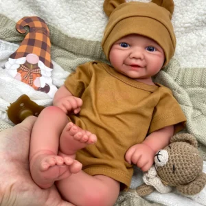 17" Soft Silicone Body Reborn Baby Doll Lifelike Reborn Toddler Vivienne Real Life Baby Doll Newborn Doll Girl & Boy Blue Eyes